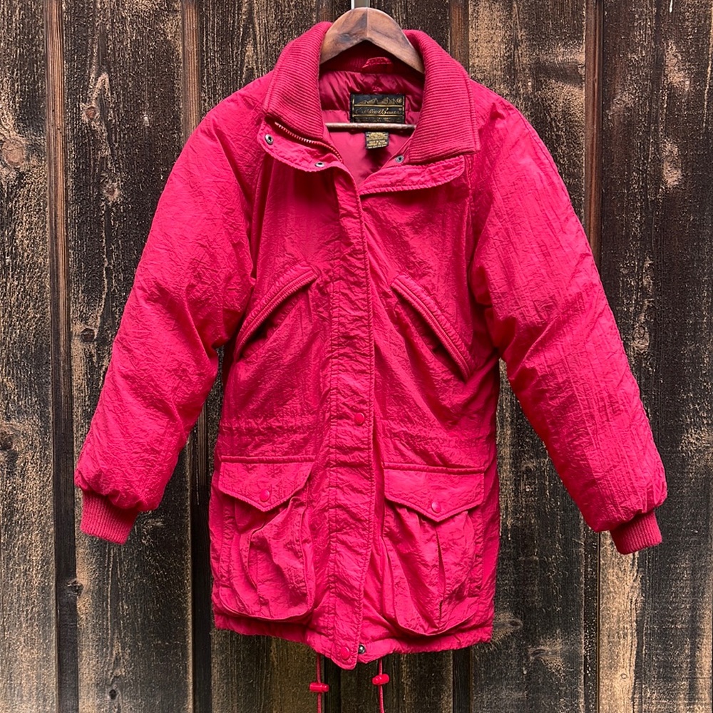 Vintage Eddie Bauer Ski Jacket Goose Down Red Winter Coat Sz S